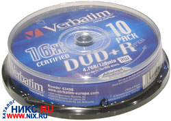 DVD+R Disc Verbatim 4.7Gb 16x . 10    43498