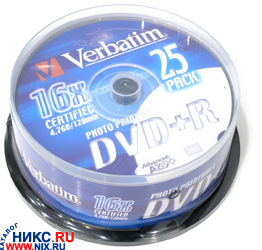 DVD+R Disc Verbatim 4.7Gb 16x . 25   , printable 43539