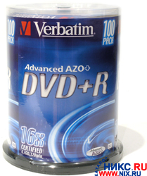 DVD+R Disc Verbatim 4.7Gb 16x . 100    43551