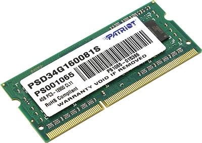 Patriot PSD34G160081S DDR3 SODIMM 4Gb PC3-12800 CL11 (for NoteBook)