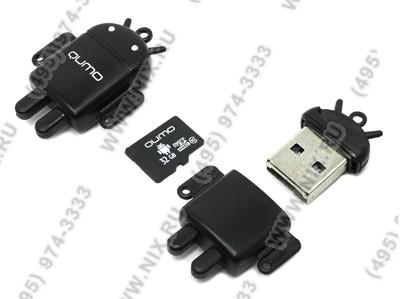 Qumo Fundroid QM32GCR-MSD10-FD-BLK MicroSDHC Memory Card 32GbClass10 + USB microSD Reader