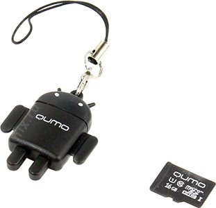 Qumo Fundroid QM16GCR-MSD10-FD-BLK MicroSDHC Memory Card 16Gb Class10 + USB microSD Reader