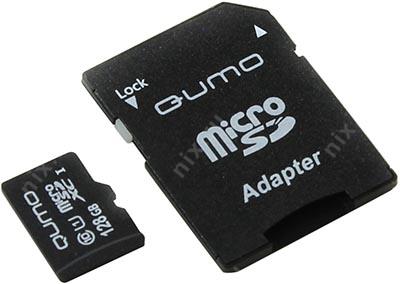 Qumo QM128GMICSDXC10U1 microSDXC 128Gb Class10 UHS-I U1 + microSD--SD Adapter