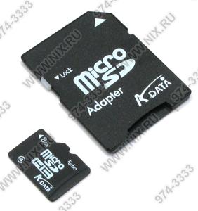 ADATA AUSDH8GCL4-RA1 microSDHC Memory Card 8Gb Class4 + microSD--SD Adapter