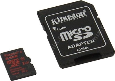 Kingston SDCA3/64GB microSDXC Memory Card 64Gb Class10 + microSD--SD Adapter