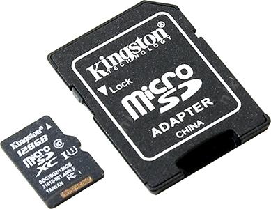 Kingston SDC10G2/128GB microSDXC Memory Card 128Gb UHS-I U1 Class10 + microSD--SD Adapter