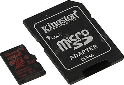 Kingston SDCA3/128GB microSDXC Memory Card 128Gb UHS-I U3 + microSD--SD Adapter