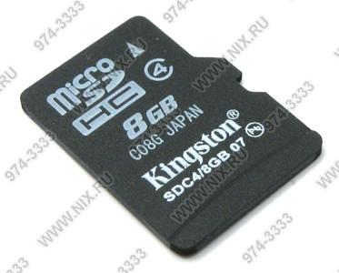 Kingston SDC4/8GBSP microSDHC Memory Card 8Gb Class4