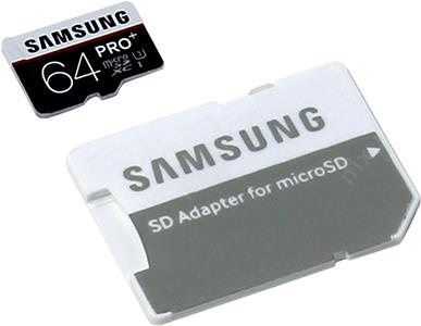 Samsung PRO Plus MB-MD64DA/RU microSDXC Memory Card 64Gb Class10 UHS-I U3 + microSD-- SD Adapter