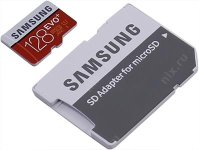 Samsung EVO Plus MB-MC128DA/RU microSDXC Memory Card 128Gb Class10 UHS-I U1+ microSD-- SD Adapter