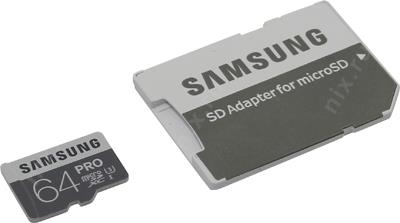 Samsung PRO MB-MG64EA/RU microSDXC Memory Card 64Gb Class10 UHS-I U3+ microSD-- SD Adapter