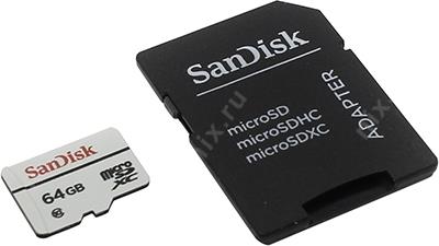 SanDisk SDSDQQ-064G-G46A microSDXC Memory Card 64Gb Class10 + microSD-- SD Adapter