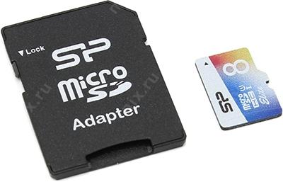 Silicon Power SP008GBSTHBU1V20SP microSDHC Memory Card 8Gb UHS-I U1 + microSD--SD Adapter