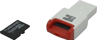 Transcend TS16GUSDHC10-P3 microSDHC Memory Card 16Gb Class10 +USB MicroSDHC Reader