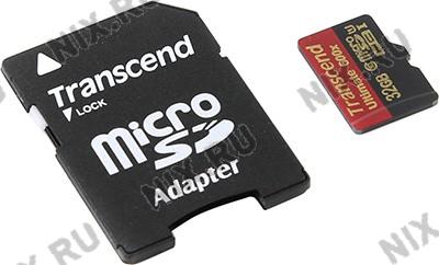 Transcend TS32GUSDHC10U1 microSDHC 32Gb UHS-I U1 Class10 + microSD--SD Adapter