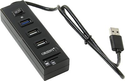 Orient JK-320 3-port Hub, 1xUSB3.0 +2*USB2.0 + SD/microSD Card Reader