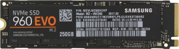 SSD 250 Gb M.2 2280 M Samsung 960 EVO Series MZ-V6E250BW (RTL) V-NAND 3bit-MLC