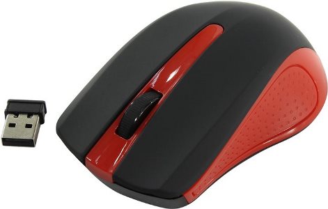 OKLICK Wireless Optical Mouse 485MW+ Black&Red (RTL) USB 3btn+Roll 384106