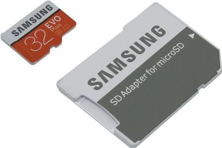 Samsung EVO Plus MB-MC32GA/RU microSDHC Memory Card 32Gb Class10 UHS-I U1+ microSD-- SD Adapter